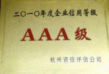 2010年度企业信用等级AAA级