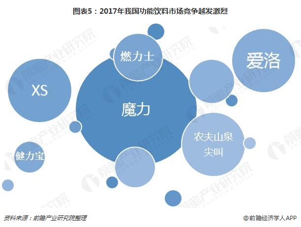 图表5：2017年我国功能饮料市场竞争越发激烈