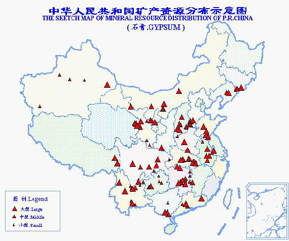 全国23个省(区)有石膏矿产出.探明储量的矿区