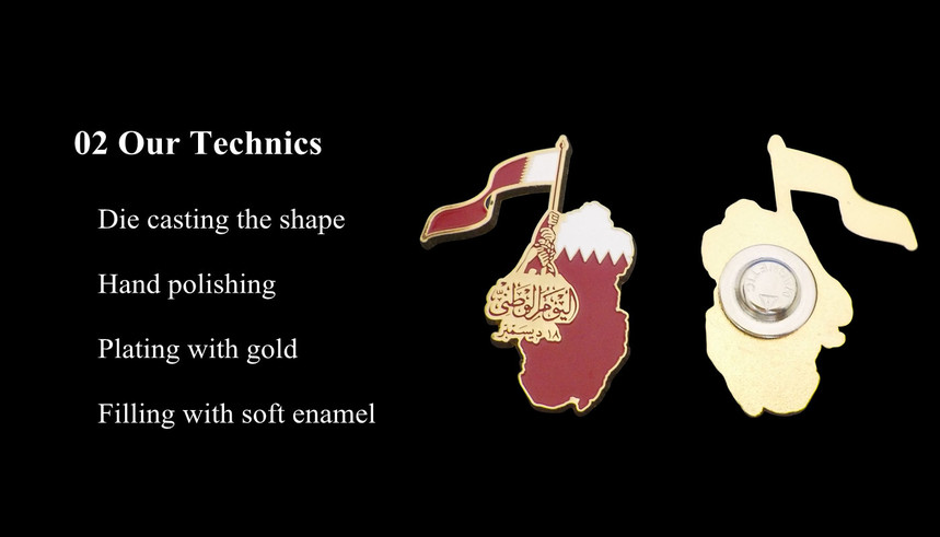 qatar souvernir gifts soft enamel gold badge