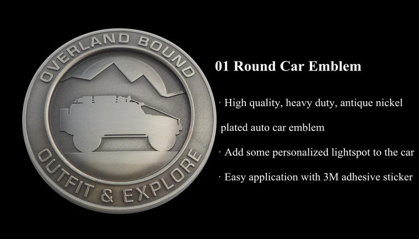 simple antique nickel plated round auto car emblem badge