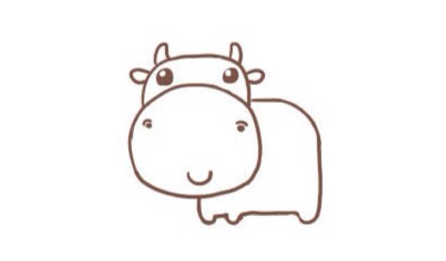 萌版小奶牛简笔画,真可爱!