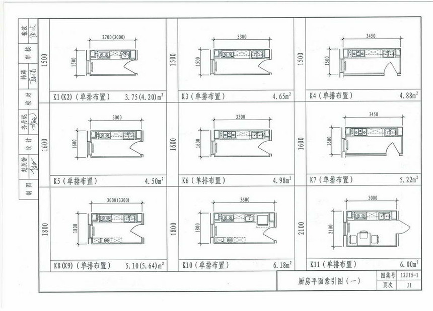 图集 建筑图集 河北-12j图集 12j15-1 住宅厨房-参考地标