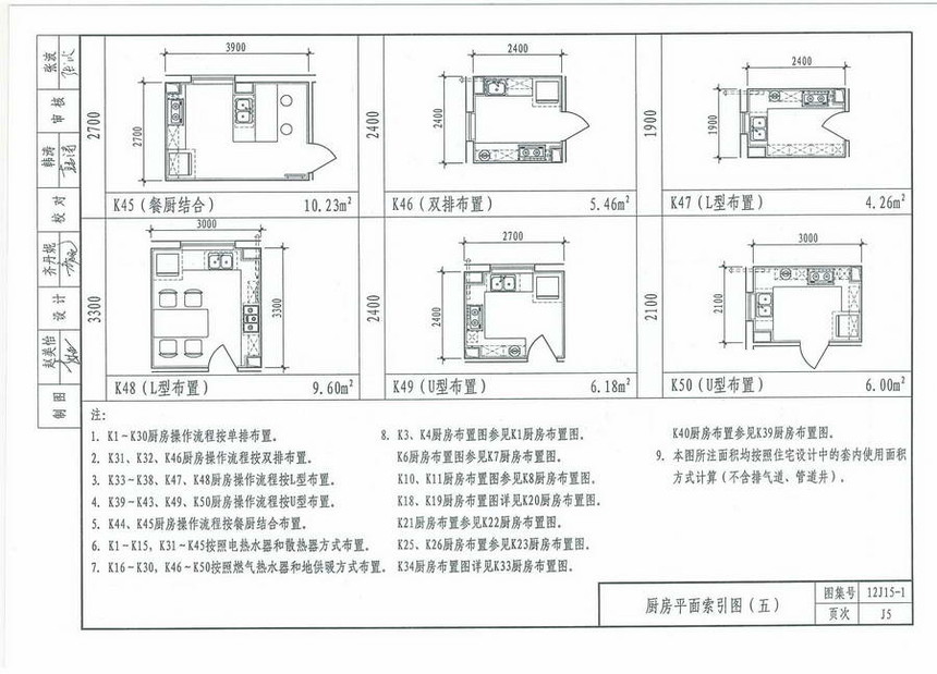 图集 建筑图集 河北-12j图集 12j15-1 住宅厨房-参考地标