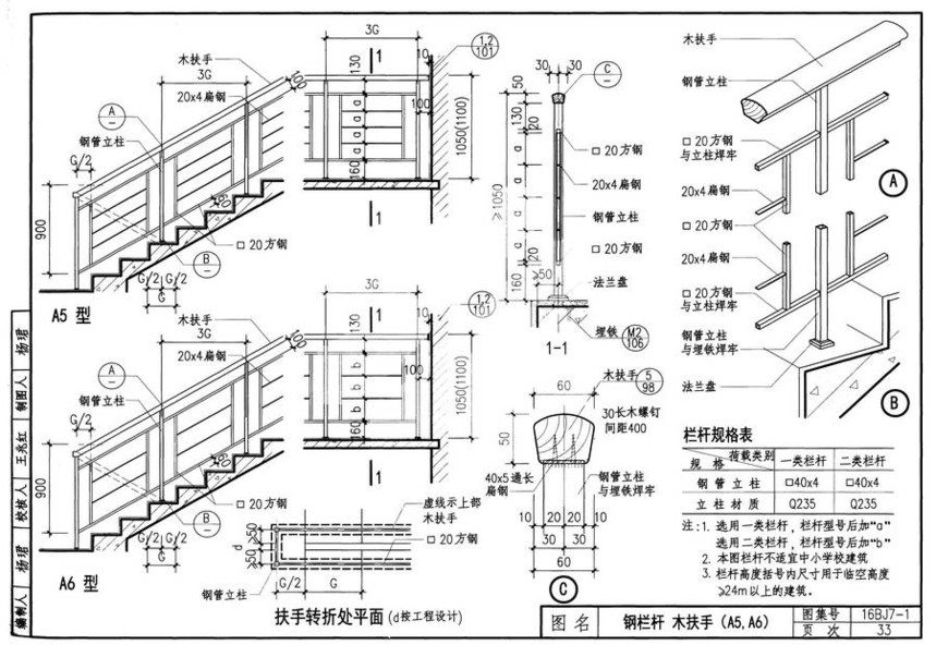 图集 建筑图集 华北-bj图集 16bj7-1 楼梯,平台栏杆及扶手