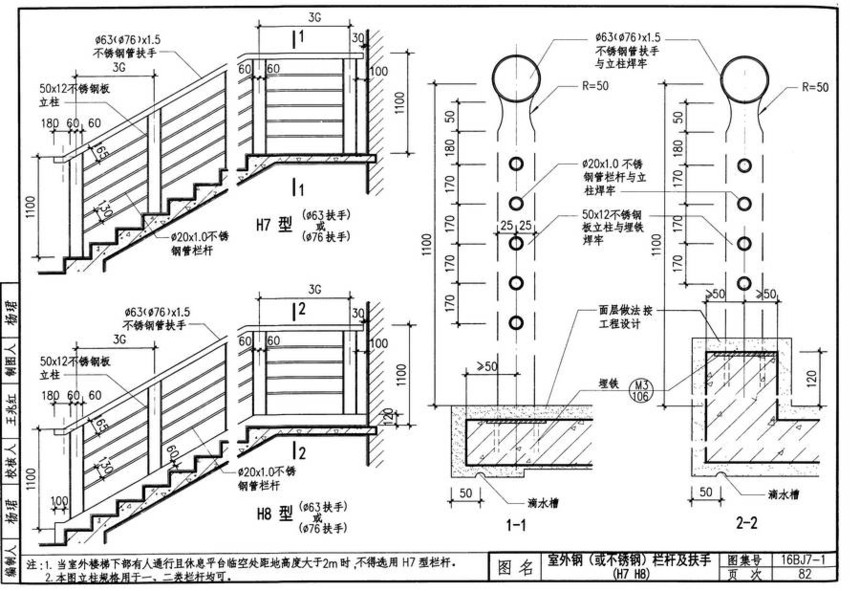 图集 建筑图集 华北-bj图集 16bj7-1 楼梯,平台栏杆及扶手