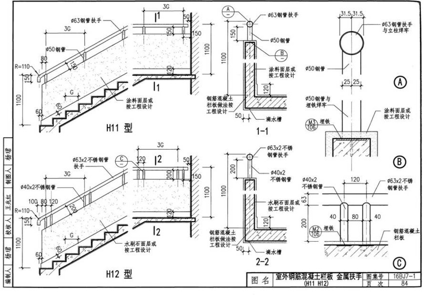 图集 建筑图集 华北-bj图集 16bj7-1 楼梯,平台栏杆及扶手