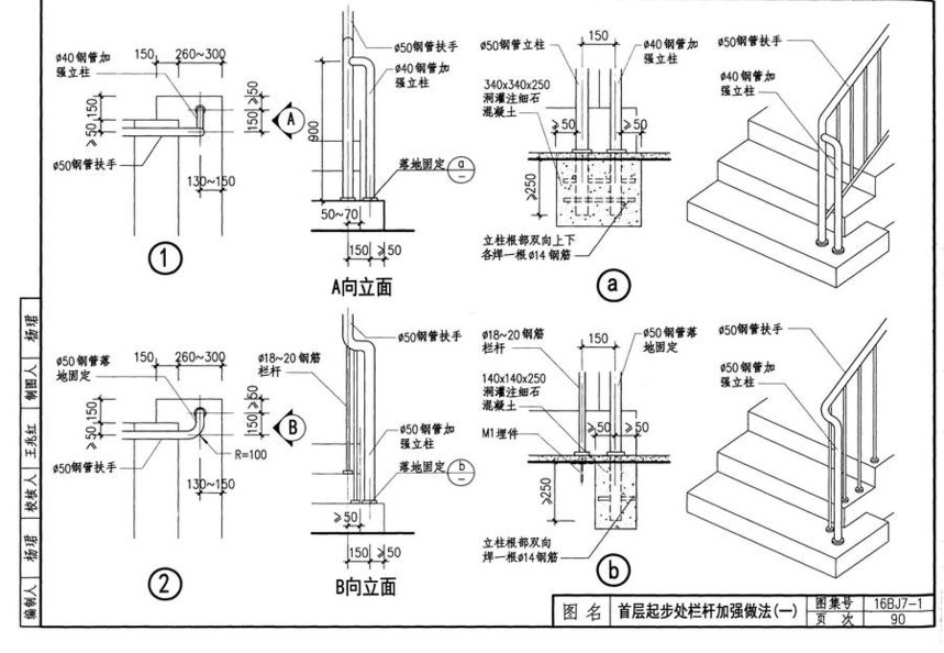 图集 建筑图集 华北-bj图集 16bj7-1 楼梯,平台栏杆及扶手