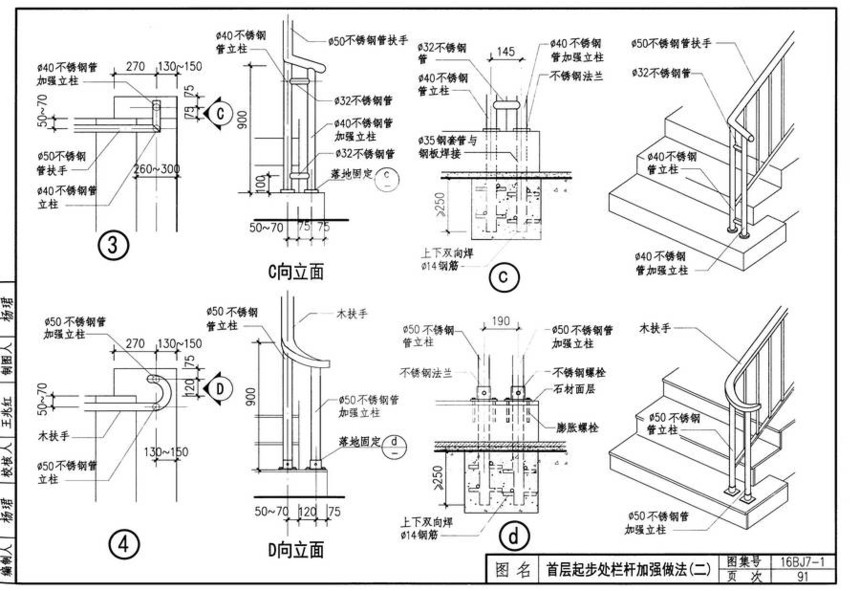 图集 建筑图集 华北-bj图集 16bj7-1 楼梯,平台栏杆及扶手