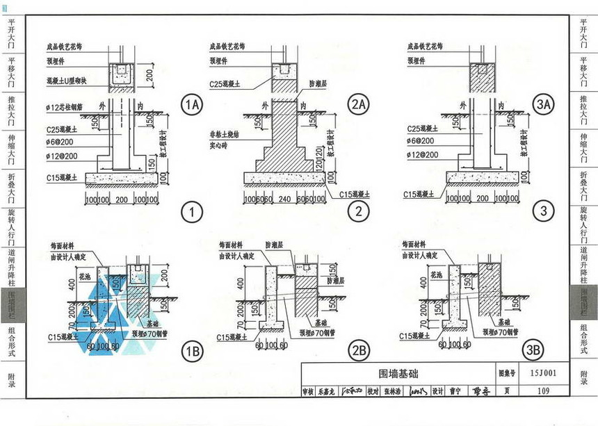 图集 建筑图集 国标-系列图集 15j001-围墙大门