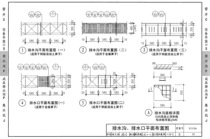 新12j07图集窗井,图集新12j07第100页2 07j306-窗井,设备吊装孔,排水沟图集