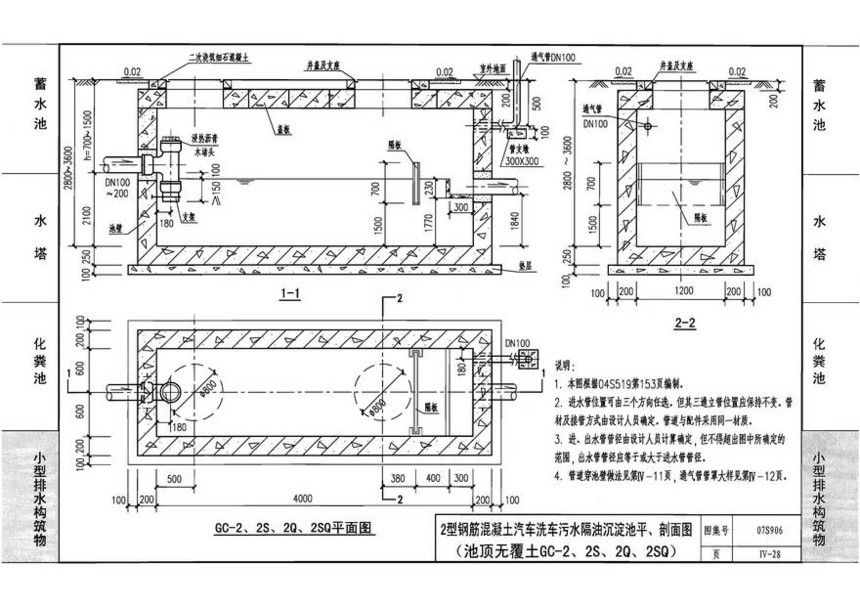 图集 建筑图集 国标-系列图集 07s906-给排水构筑物设计选用图  &