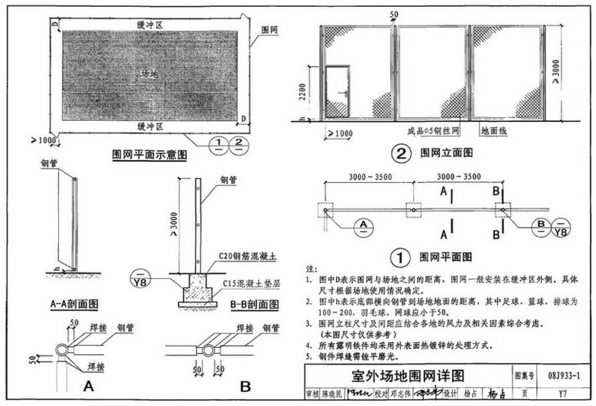 图集 建筑图集 国标-系列图集 08j933-1-体育场地与设施(一)  下