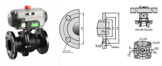 Pneumatic cast steel ball valve structure diagram