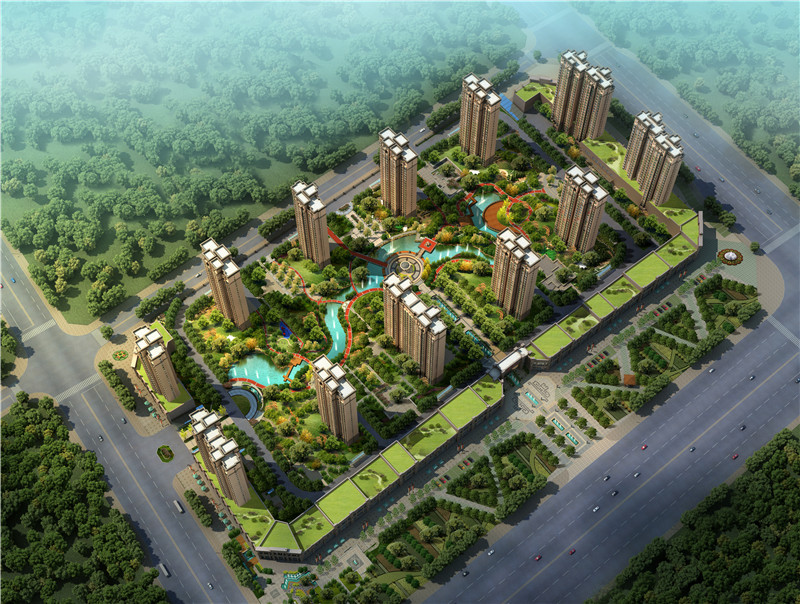 驻马店市弘润山住宅小区鸟瞰图