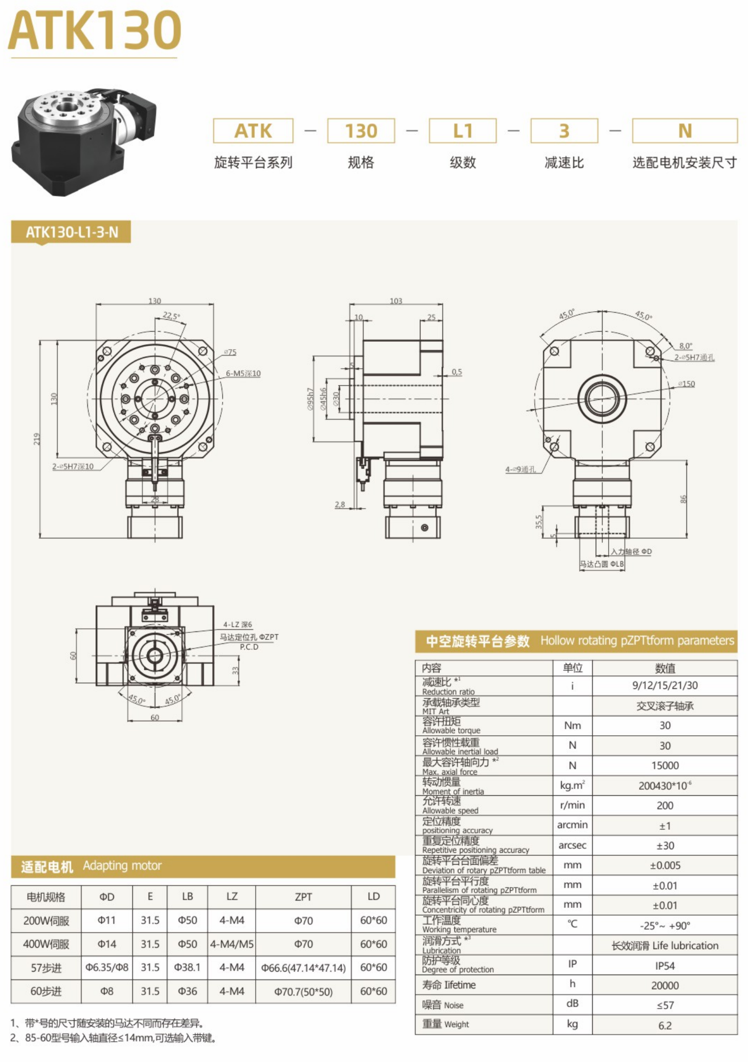 卓蓝中空旋转平台ATK系列