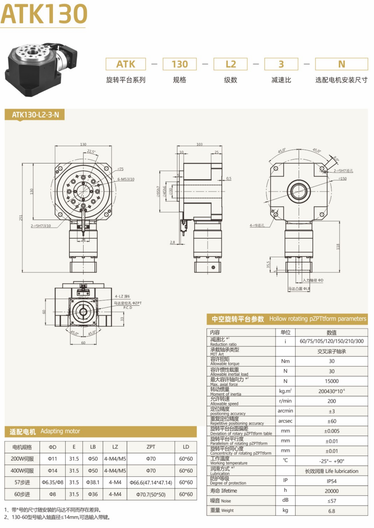卓蓝中空旋转平台ATK系列