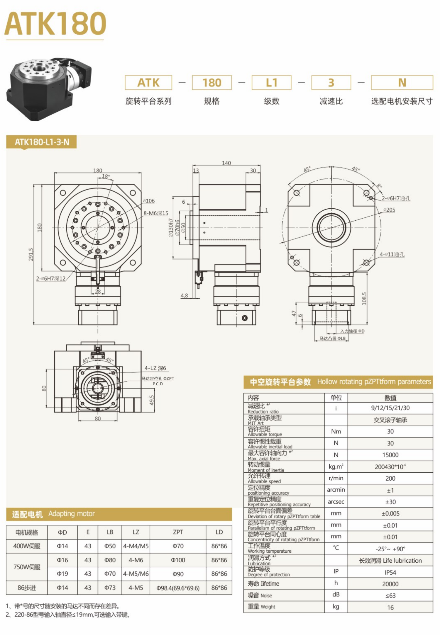 卓蓝中空旋转平台ATK系列