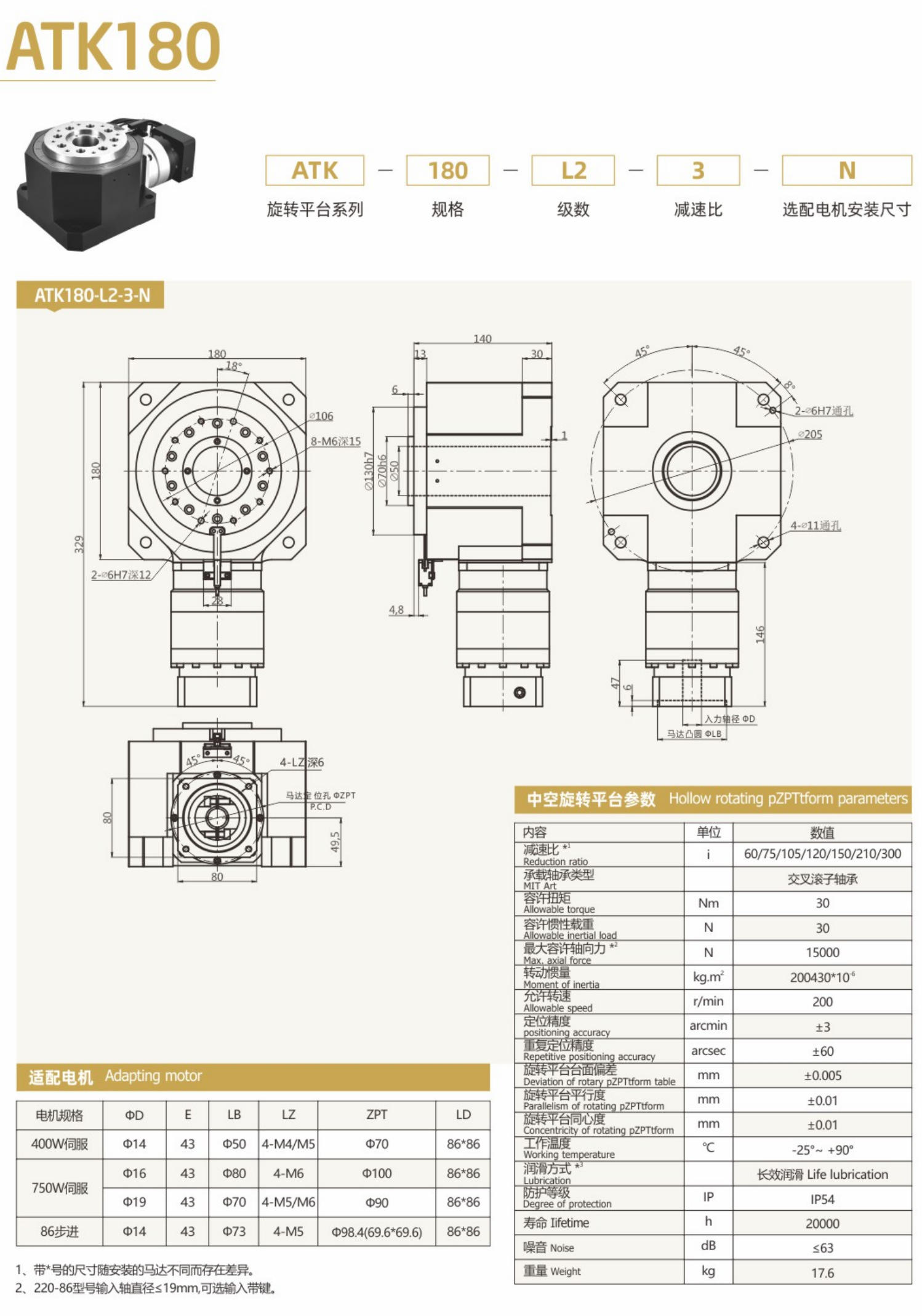 卓蓝中空旋转平台ATK系列