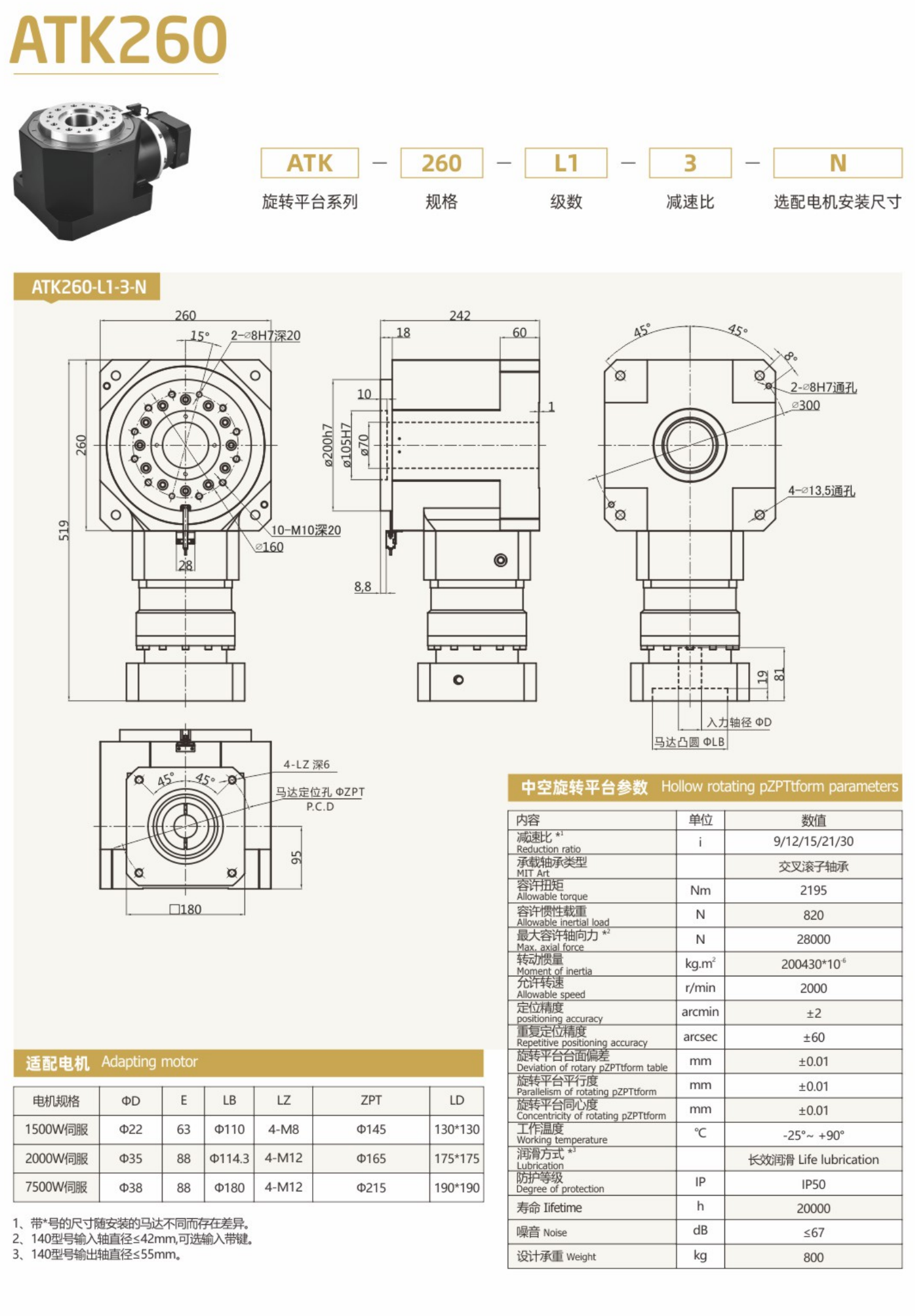 卓蓝中空旋转平台ATK系列
