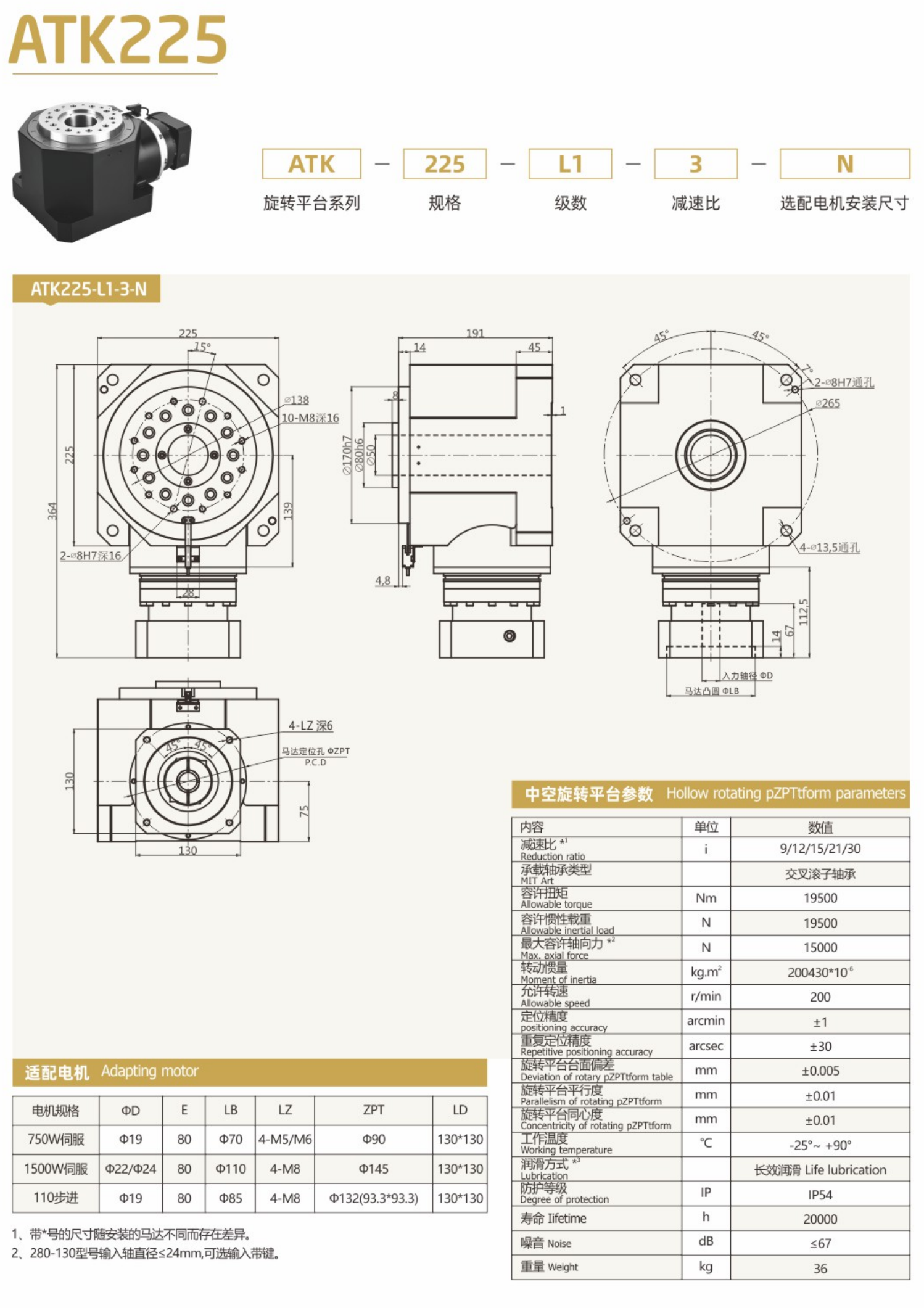 卓蓝中空旋转平台ATK系列