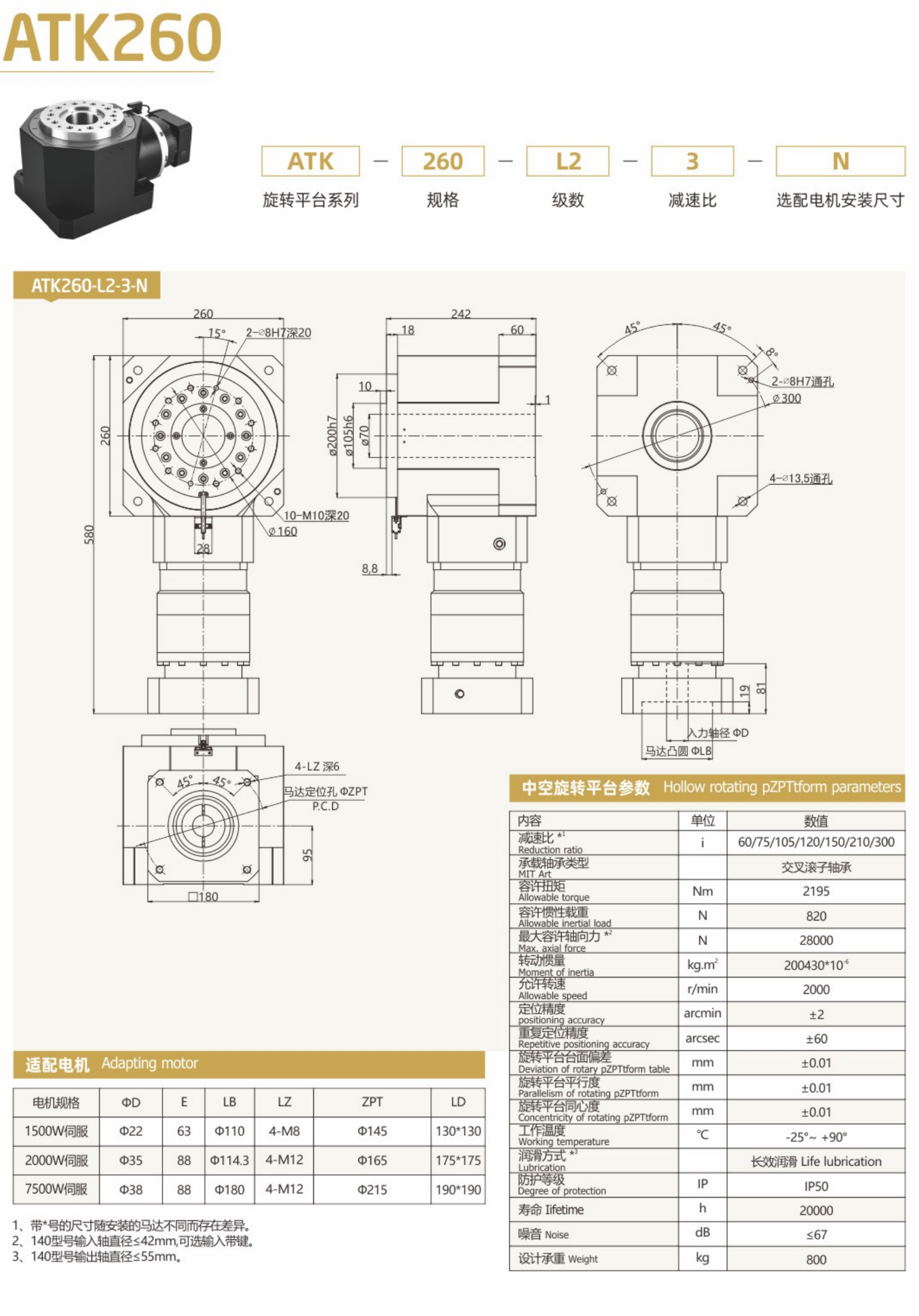 卓蓝中空旋转平台ATK系列