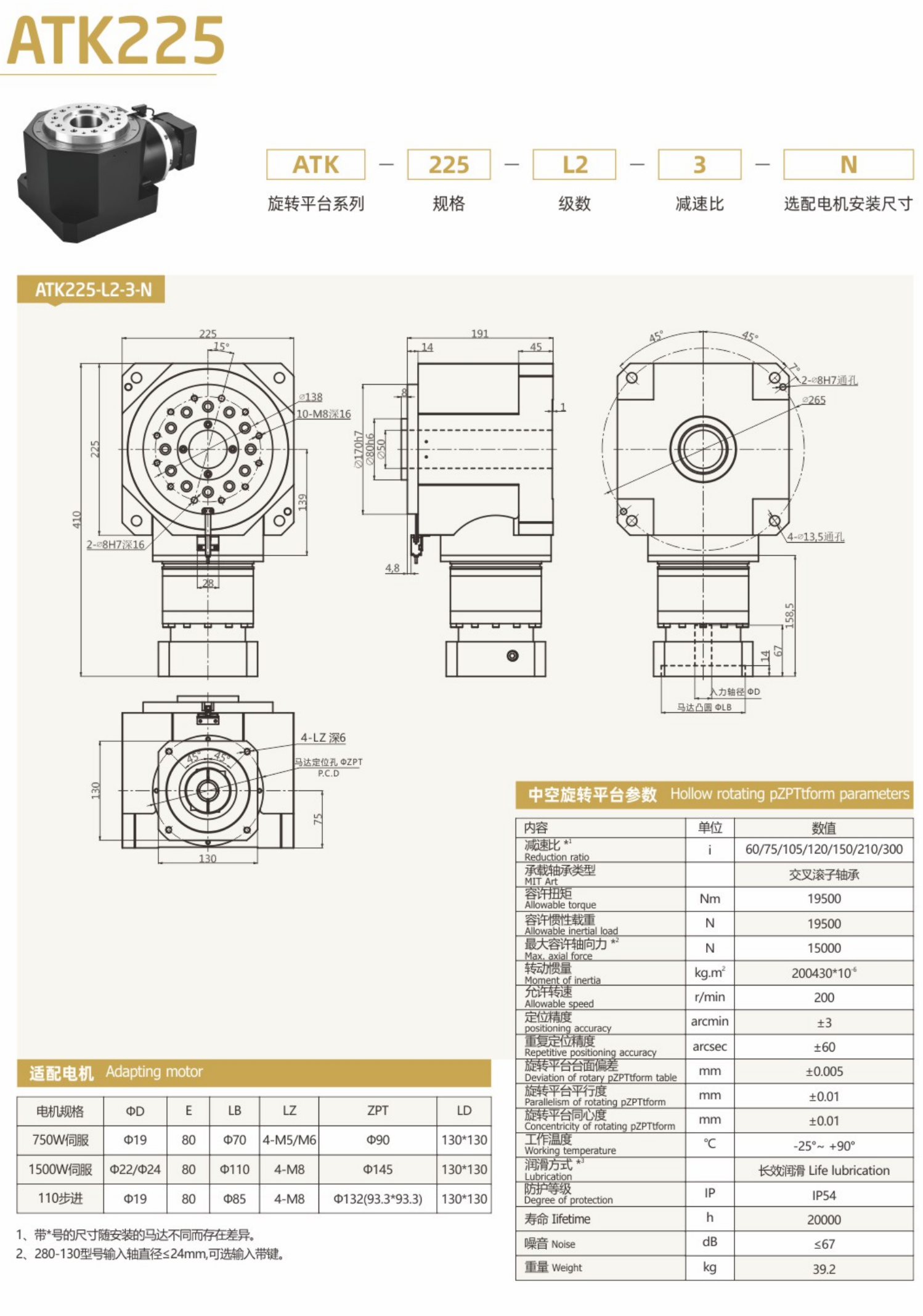 卓蓝中空旋转平台ATK系列