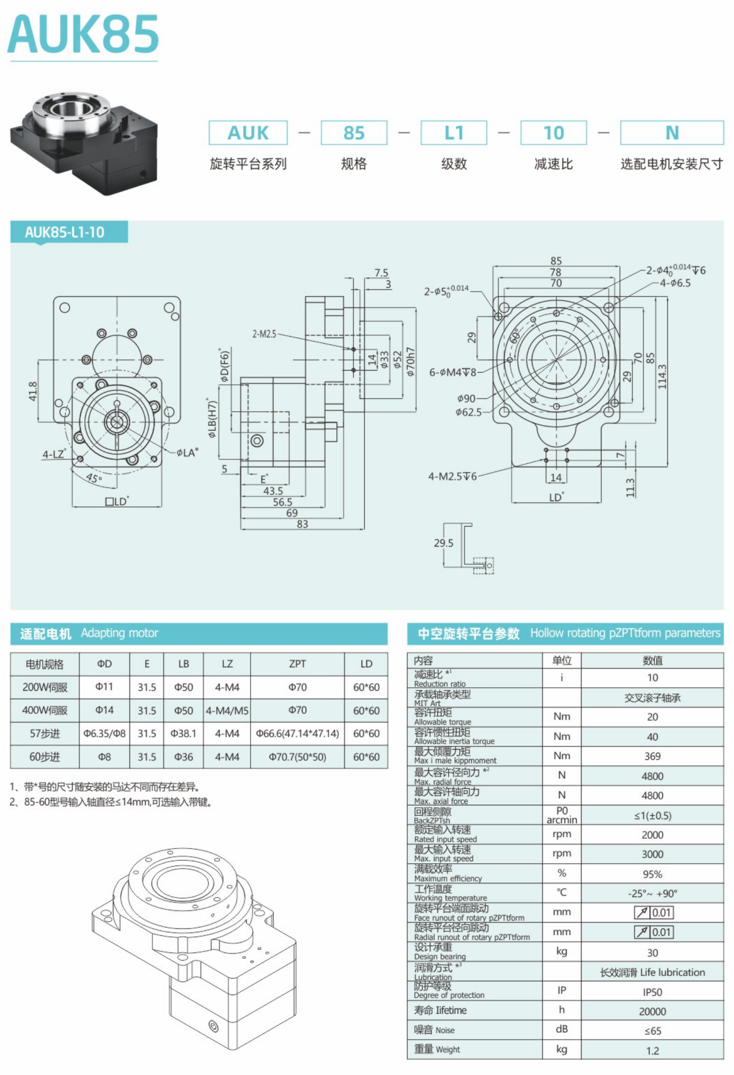 卓蓝中空旋转平台AUK
