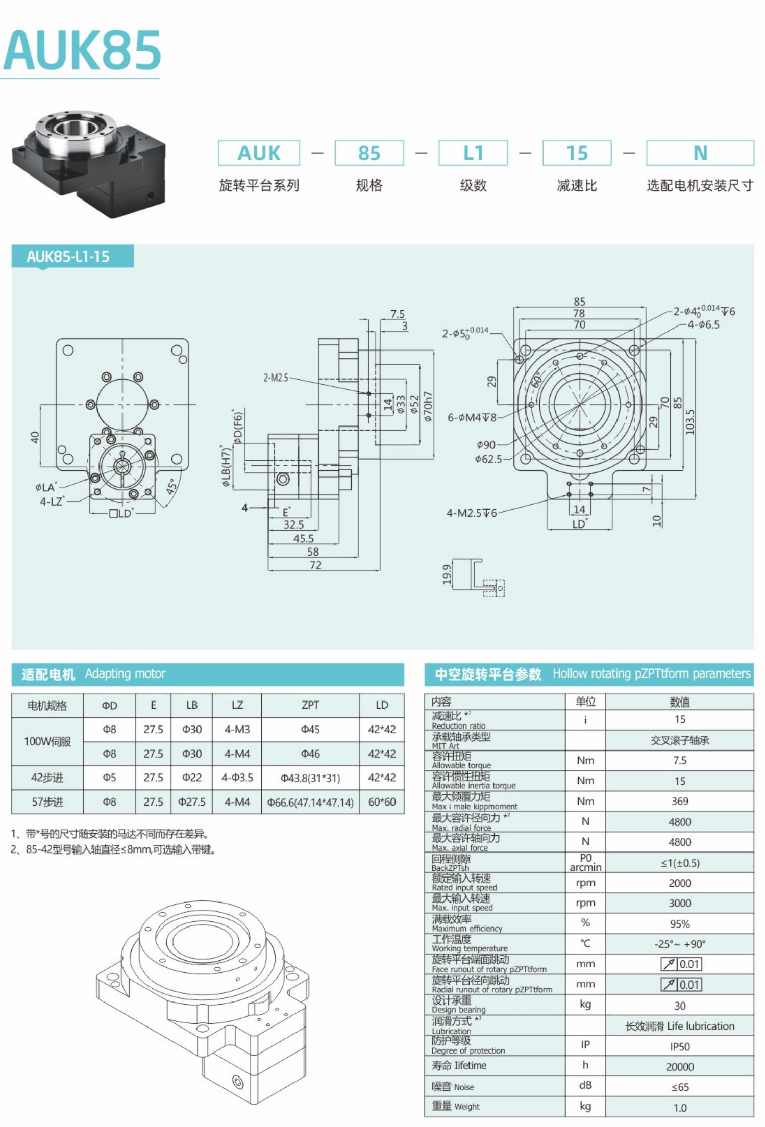 中空旋转平台AUK系列
