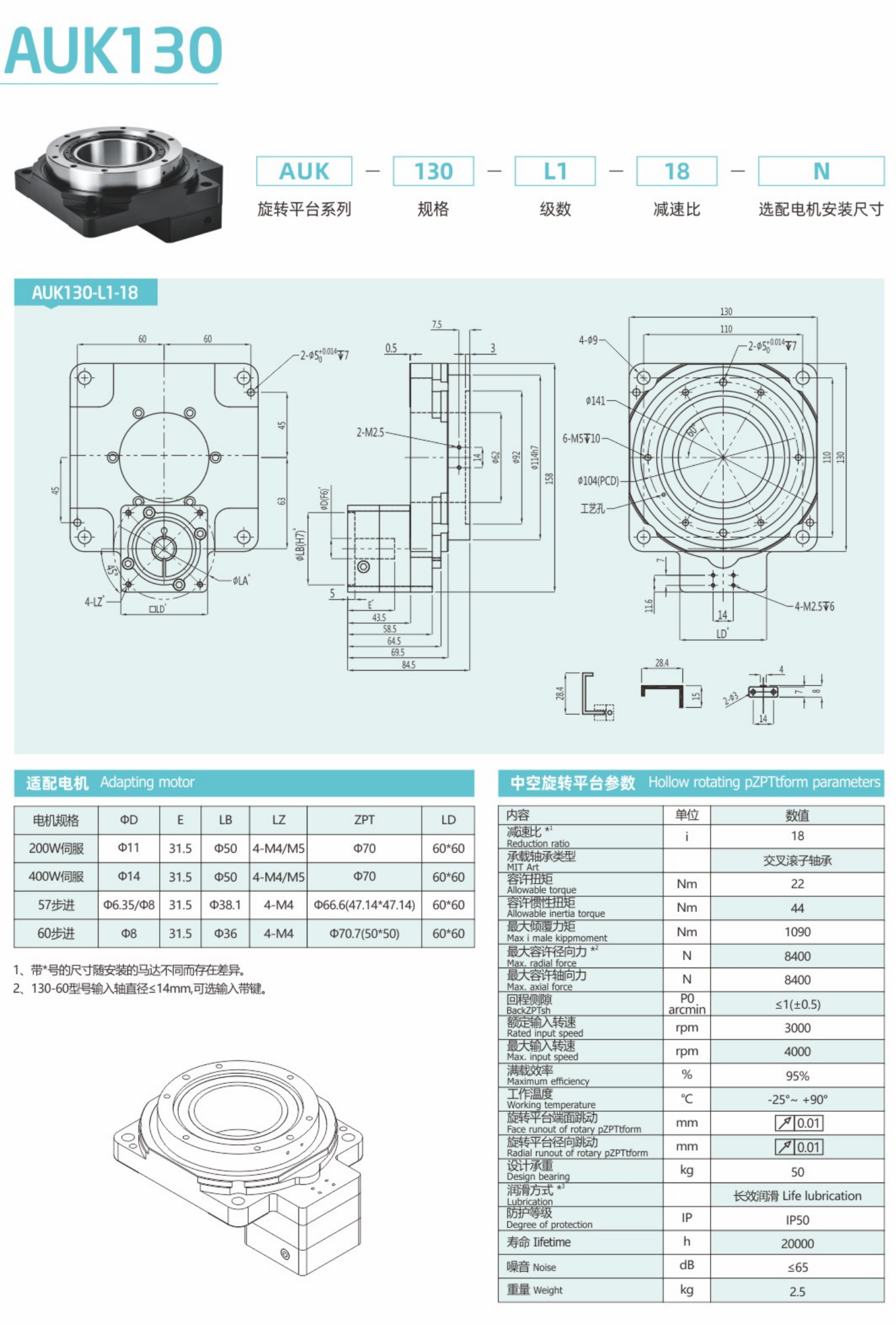卓蓝中空旋转平台AUK系列