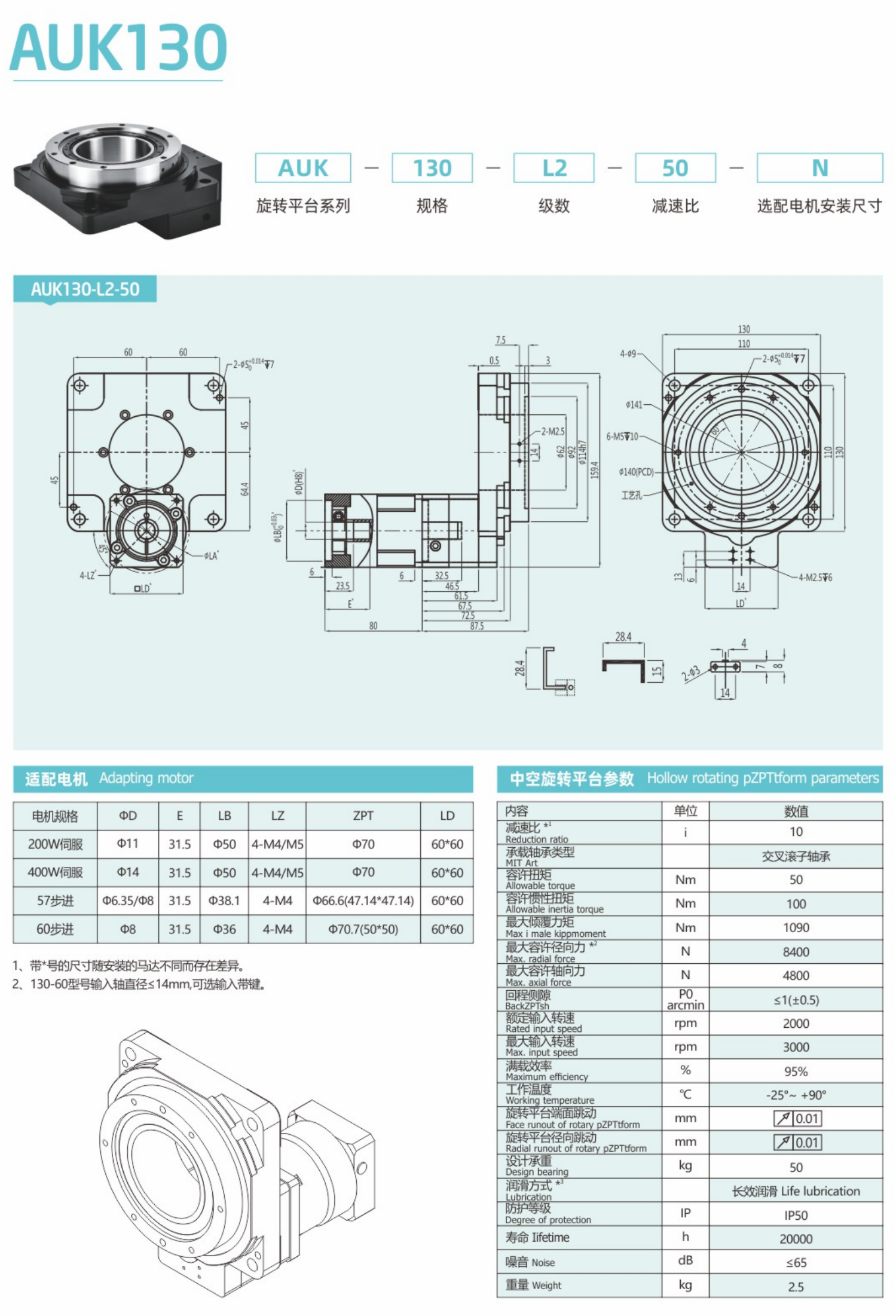 卓蓝中空旋转平台AUK