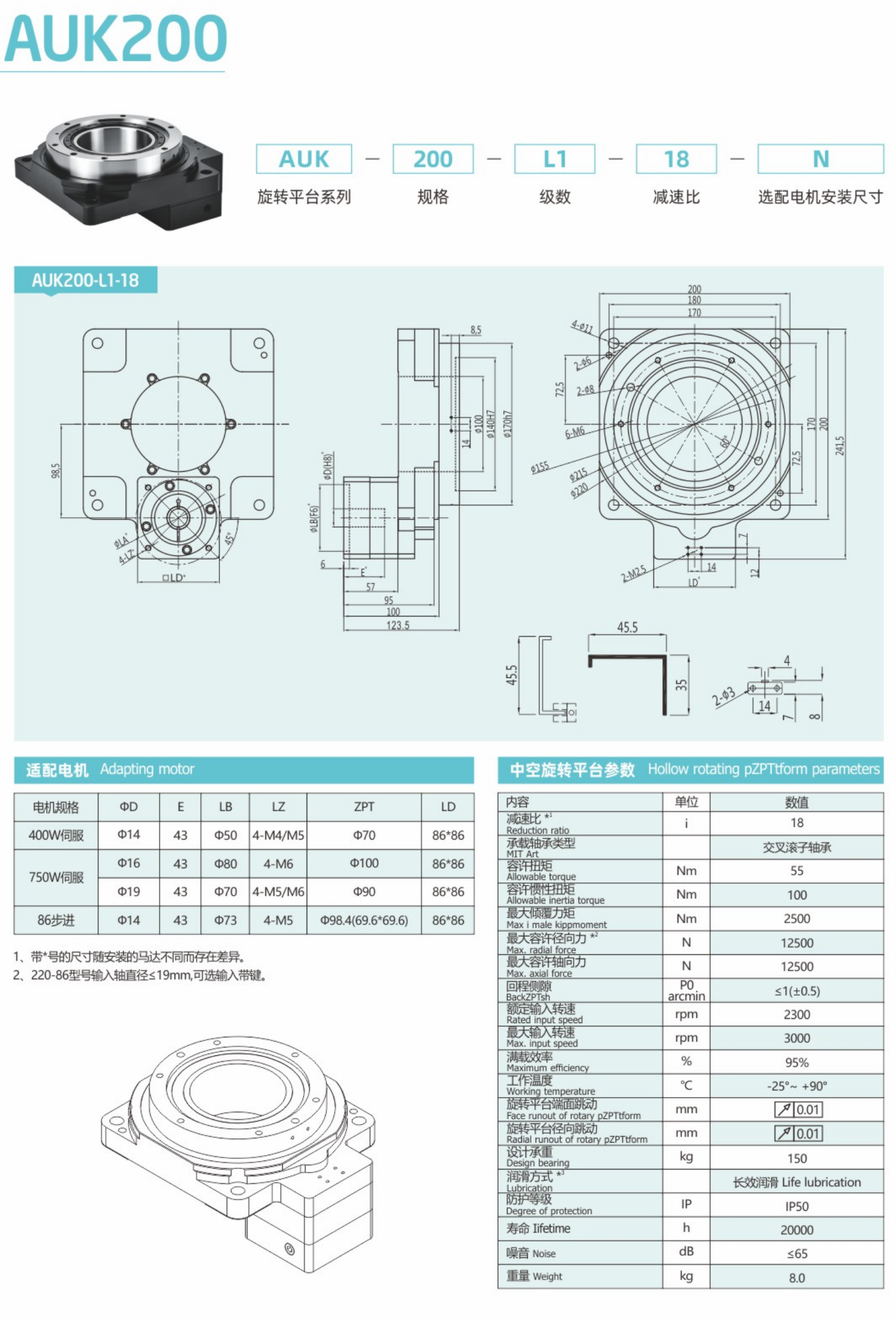 中空旋转平台AUK系列