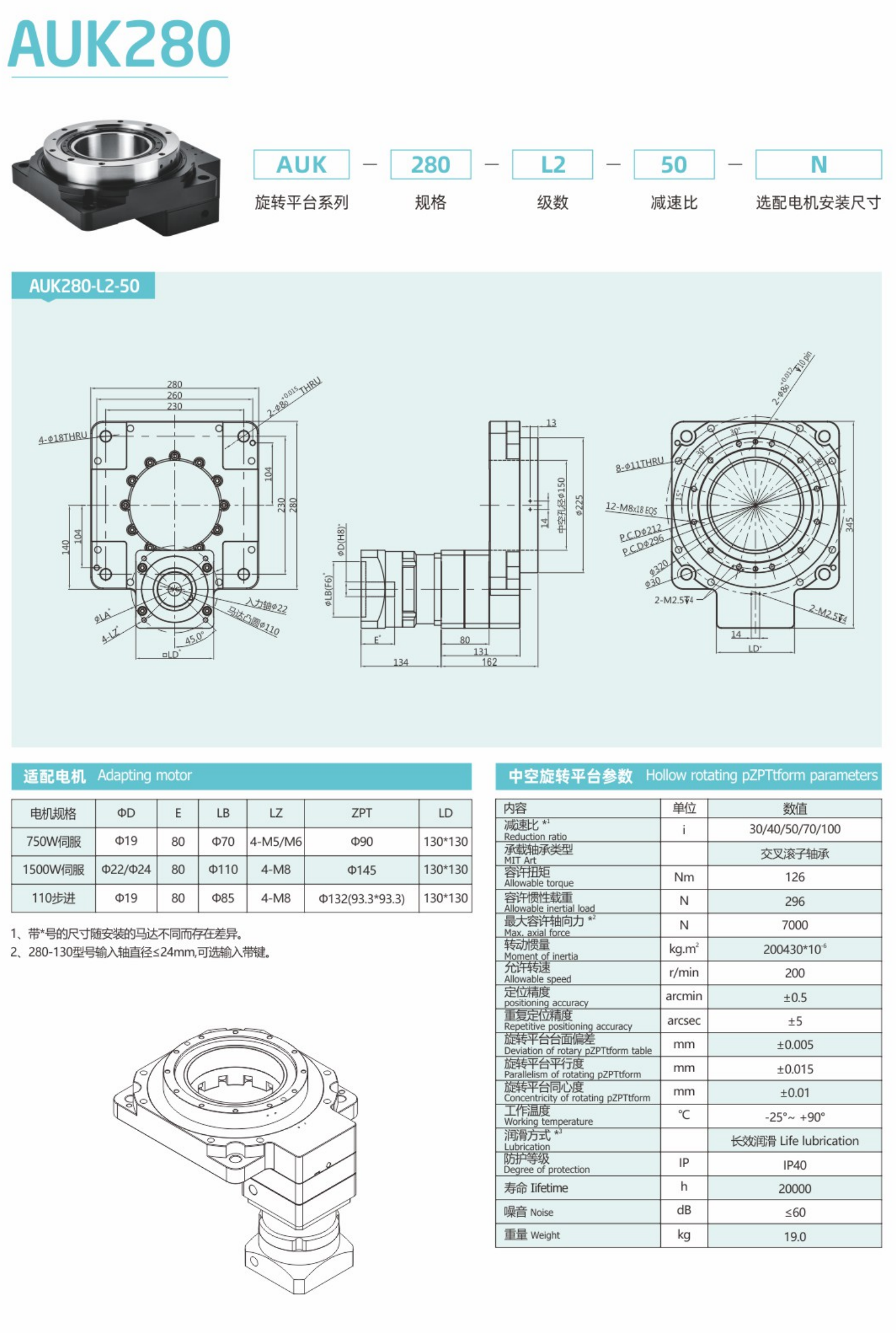 卓蓝中空旋转平台
