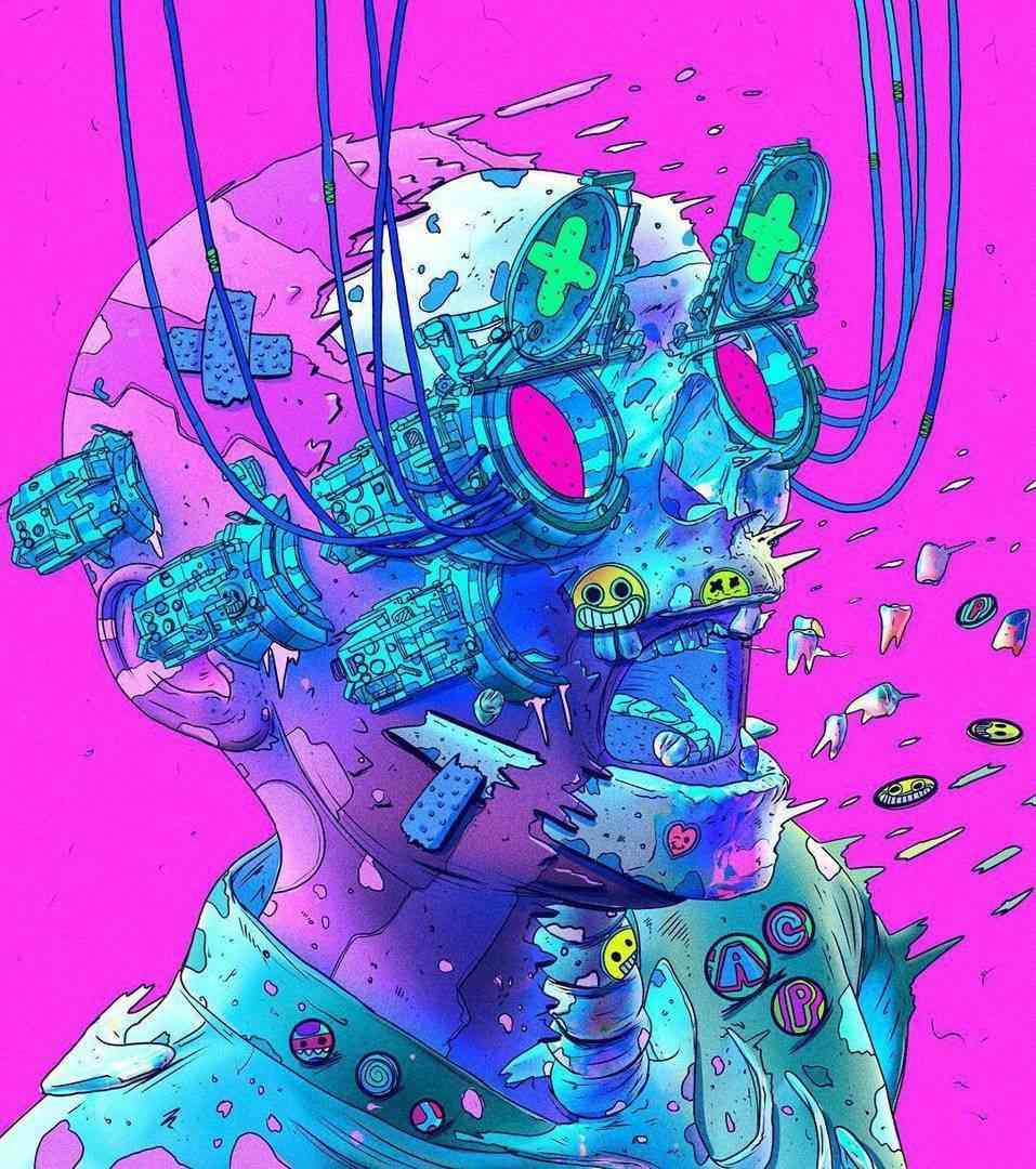 迷幻的赛博朋克插画视觉冲击力极强来自nickgiassullo