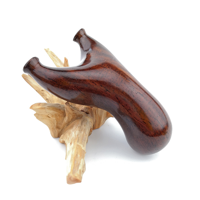 034-1黑檀木实木木质反曲飞虎圆头扁皮弹弓