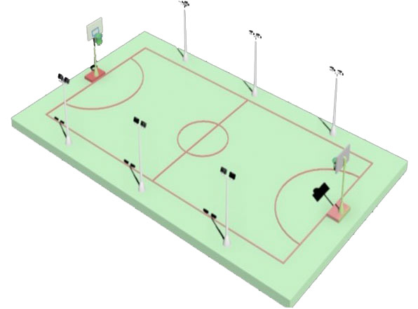 解決方案 籃球場照明方案球場比賽場地規格:長:28米,寬:15米(標準尺寸